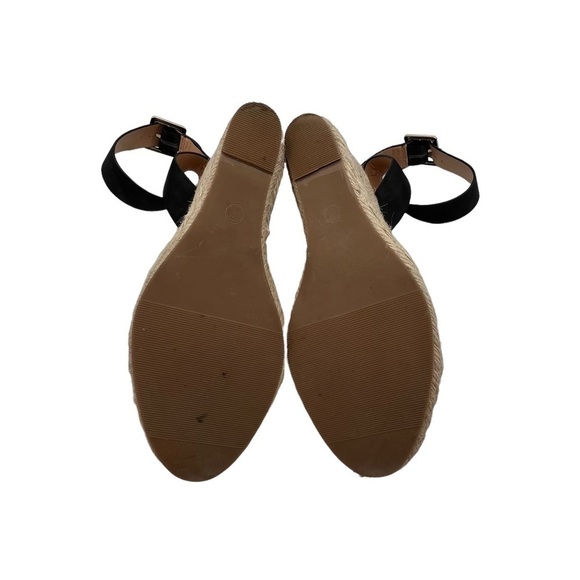 LOFT Black Wedge Espadrille Platform Ankle Strap Sandals Size 7 Women's - Picture 9 of 10